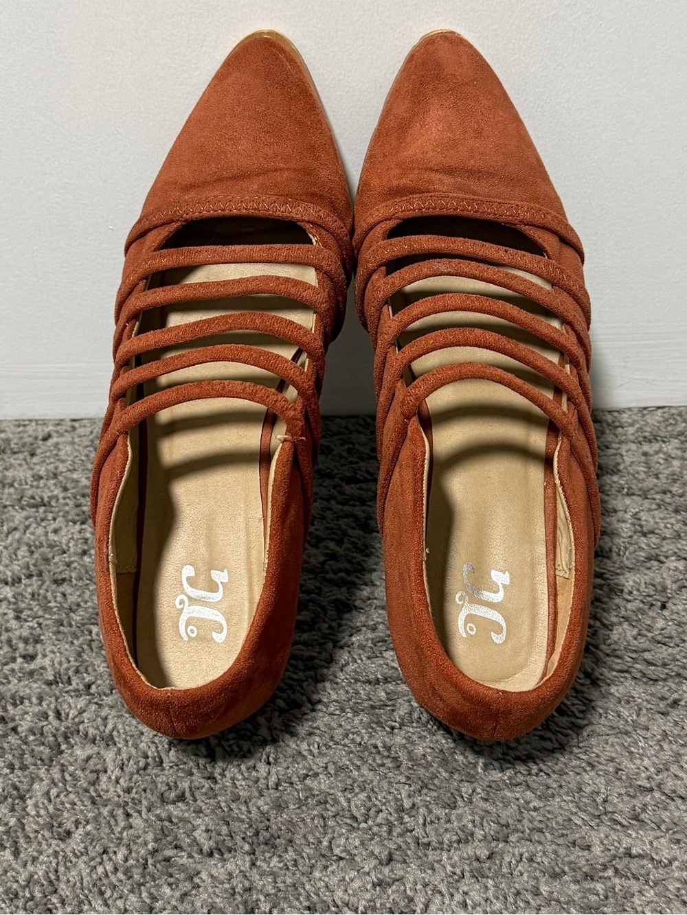 Rust Colored Strappy Dress Shoes with Small Heel | Size 8.5